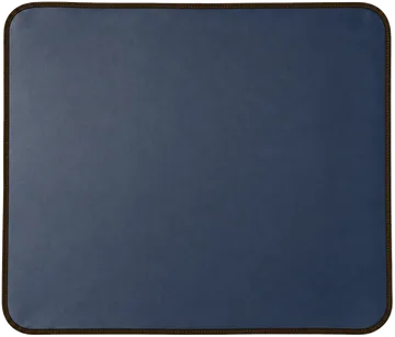 Egg Blanket: a flat navy blue shielding blanket with rounded corners and a dark stitched edge